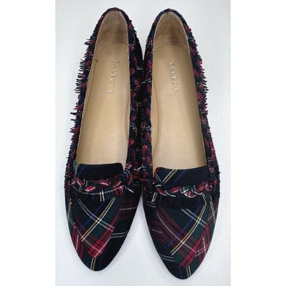 Talbots Women's Plaid Braid Fringe Pointed Toe Loafers Size 9 - Picture 1 of 12